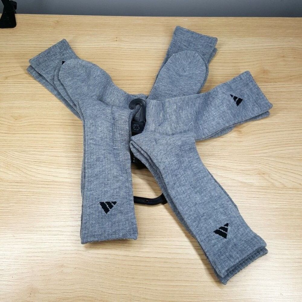 ADIDAS Crew Socks Mens Gray 5-Pack Logo Cushioned